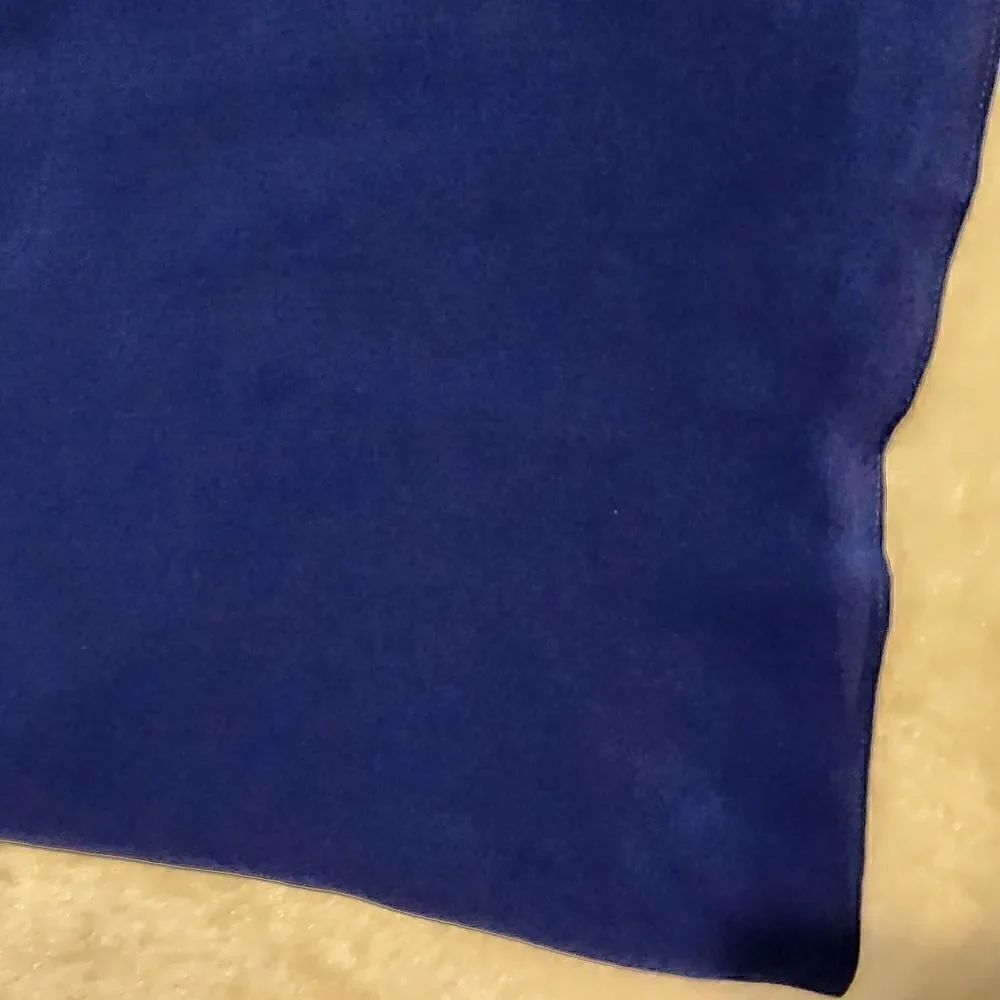 Rebecca Taylor Women Silk Royal Blue with Black Lace Trumpet Sleeve Dress Size 8 - Picture 10 of 12